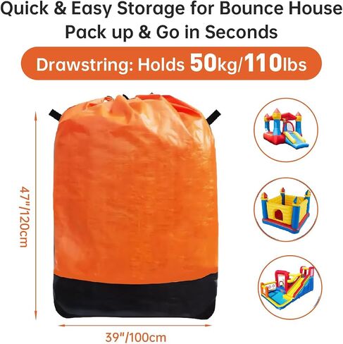 Heavy Duty Water-Resistant Inflatable Bounce House Storage Bag with Drawstring, Flat 39" x 47", for Residential & Commercial Use-Blue in Saudi Arabia