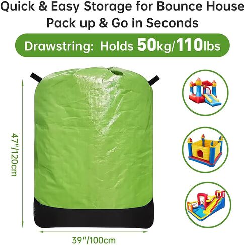Heavy Duty Water-Resistant Inflatable Bounce House Storage Bag with Drawstring, Flat 39" x 47", for Residential & Commercial Use-Blue in Saudi Arabia