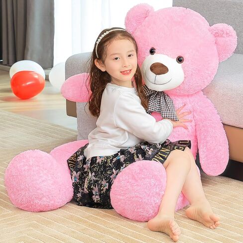 Giant Pink Teddy Bear 45 inch Stuffed Animals Plush Toy, Cute Life Size Big Soft Bear for Boy Girl Birthday Valentine Mother's Day, 4.5 LBs in Kuwait
