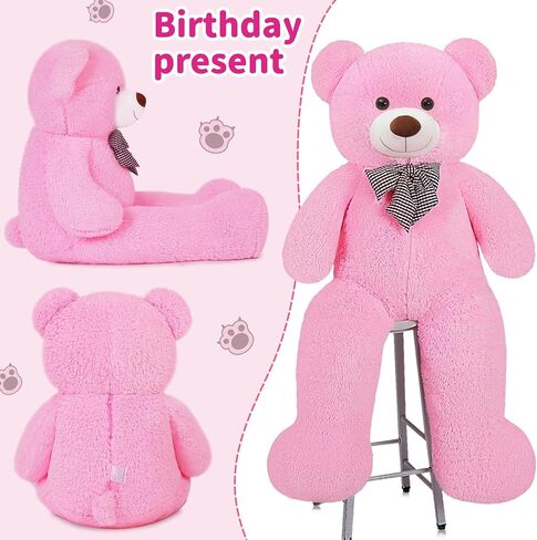 Giant Pink Teddy Bear 45 inch Stuffed Animals Plush Toy, Cute Life Size Big Soft Bear for Boy Girl Birthday Valentine Mother's Day, 4.5 LBs in Kuwait