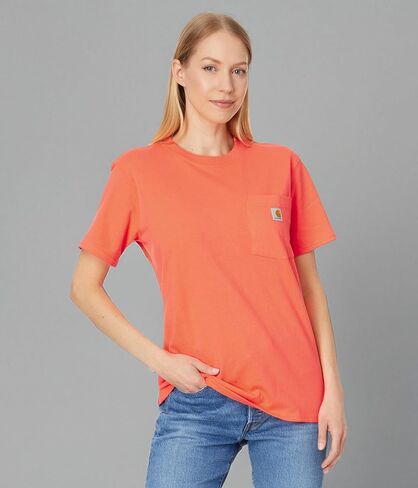 Carhartt Women's Loose Fit Heavyweight Short-Sleeve Pocket T-Shirt, Coral Glow, Medium in Saudi Arabia
