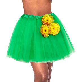 تنورة توتو للسيدات ذات طبقات من التول للرقص تنورة تنورات قصيرة للكبار تنورة توتو عباد الشمس الخضراء لزي الحفلات الأيرلندية (بوليستر، أخضر) in Kuwait