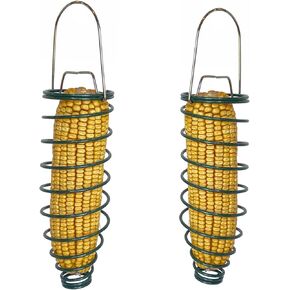 Corn Caddy Squirrel Feeder - Metal Holder for Corn Cobs, Fruit Slices, Suet, or Nesting Materials - Hanging Multi Use Holder for Squirrels and Jays