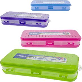 BAZIC Plastic Pencil Case 8" Storage Box, Clear Color, Hard Pencil Case, Translucent Organizer for Classroom School Supplies, 1-Pack
