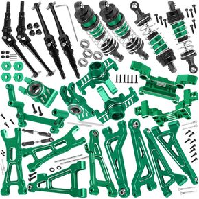 Upgrade Parts for 1/16 H16BM H16DR H16 MJX 16207 16208 16209 16210 H6V3,M163,RC Shock& Arms&Drive Shaft CVD&Steering Knuckle Kit&Shock Tower&Adjustable Links&Steering Block,Titanium