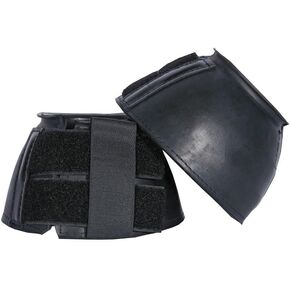 Weighted Bell Boots for Horses | Removable 5 oz. Lead Weights | Smooth Rubber Protection | Double Hook & Loop Closure | Color Black