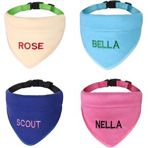 YaoYao Personalized Dog Bandana - Embroidered Name Custom Scarf, Cotton Breathable Puppy Kerchief With Adjustable Collar Bib, XS S M L for Small Large Dogs