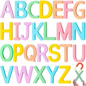 26 PCS Food-Grade Silicone ABC Magnetic Alphabet Letters Kit Educational Alphabet Fridge Magnets for Toddlers 1-3 - Magnetic Letters Classroom Learning with Storage Box(Macaron)