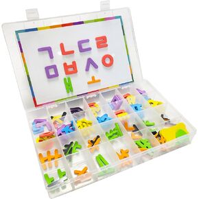Korean Magnetic Alphabet Kit 123 Pcs with Double - Side Magnet Board, Foam Korean Alphabet Letters for Baby Kids Toddler, Korean Learning Toy Spelling and Learning