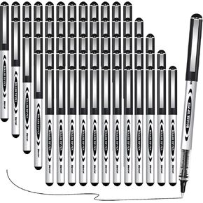 Beieverluck 60 Pieces Roller Ball Pens Black Liquid Ink Rollerball Pens 0.5mm Fine Point Smooth Writing Pens for Writing Journaling Taking Notes School Office