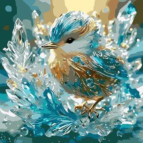 SHICERNHJ Birds Paint by Numbers Kit for Adults,Crystal Bird Adults' Paint-by-Number Kits for Beginner,DIY Acrylic Paint by Number On Canvas for Home Wall Decor 16X16 Inch