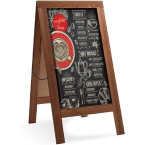 Casafield A Frame Chalkboard Sign, 40" x 20" Rustic Brown Double-Sided Magnetic Menu Board for Restaurants, Sandwich Shops, Cafés, Sidewalks, Weddings