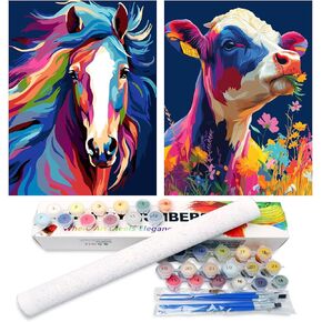 hkejoi 2 Pack Paint by Number Adults, Poker Paint by Numbers Kit for Adults Beginners, DIY Crafts Acrylic Painting by Number Kits Couple for Gifts Home Decor 12x16 Inch