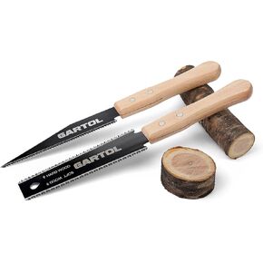 GARTOL Hand Saw for Wood Cutting, 2-Piece Japanese Pull Saw with 6-Inch Flush Cut & Double-Edged SK5 Flexible Blade & Wooden Handle, Precision Woodworking Tools for DIY, Crafting, Carpentry, Trim Work