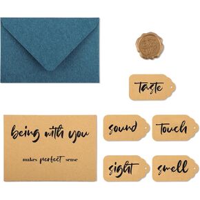 5 Senses Greeting Card Set, Five Senses Tag Kraft Paper Gift Ideas for Him Being with You Makes Perfect Sense I Love You With All of My Senses Labels 5 Senses Gift for Boyfriend