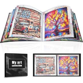 Diamond Painting Accessories Art Storage,16.2x12 inch Art Collection Book Folder, 30 High-Definition Transparent Pockets, Thickened Material (White）