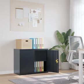 File Cabinet Anthracite Powder-Coated Steel Medium File Cabinet,Filing Cabinets-339723