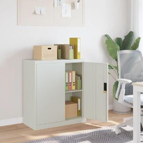 File Cabinet Light Grey Powder-Coated Steel Medium File Cabinet,Filing Cabinets-339733