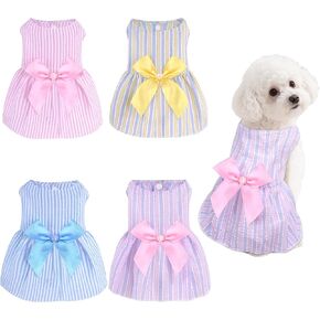 choyaxo 4pcs Dog Bowknot Dresses Cute Dog Dresses Pet Dress Puppy Skirt Summer Pet Clothes for Puppy Small Cats