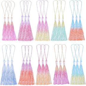 30PCS Mini Tassels Bookmark, 10 Colors Mini Tassels for Crafts 13cm/5in Silky Soft Tassel with Cord Loops Handmade Craft Tassel for Jewelry Making Keychains DIY Projects Bookmarks