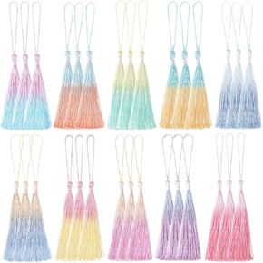 30Pcs Mini Tassels for Crafts Bookmark Tassels for Handmade Crafts Silk Tassel Silky Soft Tassel with Cord Loops 13cm/5in SmallTassel for Jewelry Making Bookmarks DIY Craft Keychain(10 Colors)