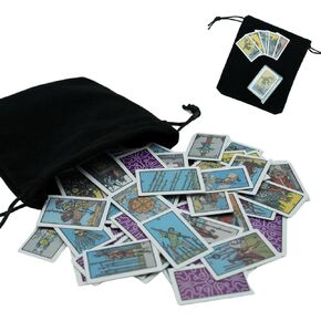 Tiny Tarot Card Set – 78 Miniature Finger-Sized Cards, Portable and Durable, Beautifully Designed with Thick Cards, Includes Plastic Box and Mesh Bag for Easy Storage
