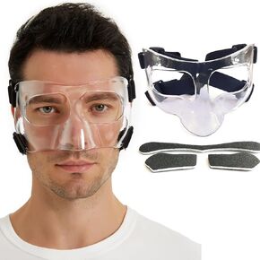 واقي الوجه من Leeuoe للرياضة، واقي الأنف يحمي عظمة الخد والجبهة، قناع درع الوجه قابل للتعديل مع بطانة لكرة السلة/كرة القدم/الكرة اللينة/الصندوق/تجميل الأنف in Kuwait