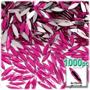 1,000pc Rhinestones Eye Shaped (Navette) 4x15mm Flatback Fucshia