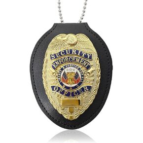 GYGYL Metal Badge with Badge Holder, Enameled & Plated, Brass Shield Badge for Dressing up and Cosplay - Se Gold