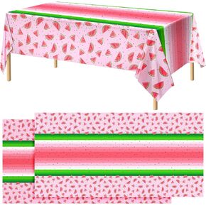 durony 2 Pack Watermelon Plastic Tablecloths 54 x 108 Inches Pink Watermelon Plastic Table Cloth Cover Watermelon Party Supplies for Girls Birthday Baby Shower Wedding Plastic Table Cover