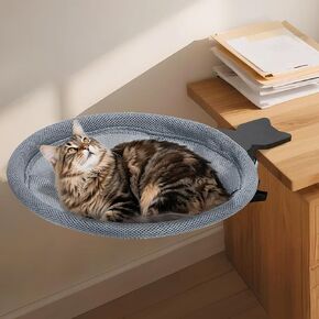 Cat Desk Bed, Supports Up to 44 lbs, Adjustable Cat Bed for Desk Perch Mount Removable Soft and Washable Cool Cover Nest Modern Cats Hammock for Home and Office