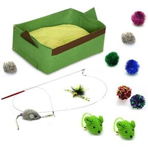 Kitten Cat Toy Cat Bed Starter Kit - Green