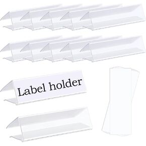 30 pcs Plastic Shelf Label Holder, 3x1 Inch Clear Wire Shelf Label Holder,Shelf Sign and Tag Ticket Holders Clips On to Shelves with Matched Blank Inserts