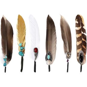 Hats Feathers Artificial 3D Ornament,4/6Pcs Natural Feathers, Mixed Assorted Cowboy for Men Hats, Western Cowboy Fedoras, DIY Centerpieces Crafts Dream Catcher Decorations (6)