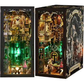 Book Nook Kit, Book Nook Kits for Adults DIY Booknook Model Build, DIY 3D Wooden Puzzle Bookend Booknook Bookshelf Insert Miniature Dollhouse Kit for Home Decoration - Twilight Cottage