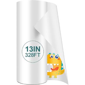 DTF Transfer Film roll 13" x 328ft,Transfer Paper Double Sided Glossy Clear PreTreat PET Heat Transfer Paper, Cold and Hot Peel for Epson Inkjet Printer Direct Print on T Shirts Textile