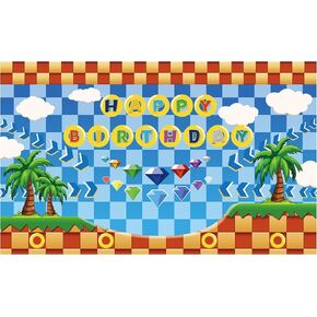 Happy Birthday Banner Decorations, 70.8x43.3 inch hedgehog themed Background, Perfect for Birthday Baby and Kids Party Supplies
