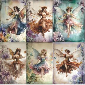 Vintage Fairies Rice Paper, 8 x 10.5 inch (6pc) - Mulberry Paper for Decoupage Scrapbooking Cards Crafts by Craft Kreatively