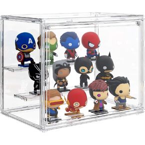 Acrylic Display Case 3 Tiers Clear Figure Display Cases for Collectibles Stackable Large Storage Box with Magnetic Door Dustproof Showcase