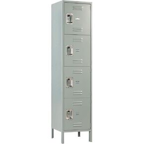 Global Industrial 4-Tier 4 Door Locker, 18"W x 18"D x 78"H, Gray, Unassembled