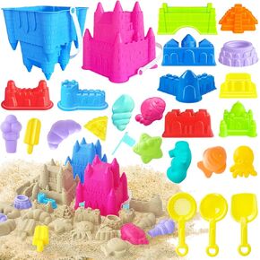 50Pcs Beach Sand Toys,Sand Toys Toddlers with Shovels & Sand Castle Building Kit Molds,Summer Outdoor Travel Toys for Kids Toddlers Girls