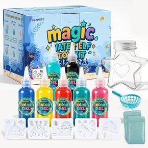 Teexpert Magic Water Elf Toy Kit – DIY Aqua Fairy Squishy Maker for Kids with 7 Color Gels & 5 Molds, Creative Craft Gift for Boys & Girls Ages 3+, Birthday or Holiday Present