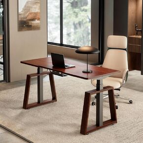 EUREKA ERGONOMIC Standing Desk, 63inch Executive Computer Desk Adjustable Height Stand up Table Modern Trapezoidal Leg,Touch Screen,Oak