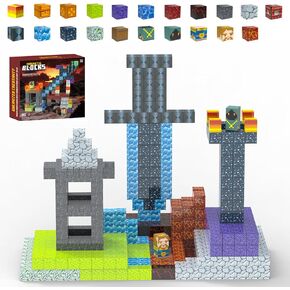 Magnetic Blocks 140PCS Building Cubes for Boys Girls 3+, Build Mine Magnet Adventure World with STEM Construction Toys, Sensory Gift for Kids 3 4 5 6 7 8 Birthday