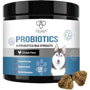 Probiotics for Dogs, Dog Probiotics for Yeast Infection, Itchy Skin and Itchy Ears, Gut Health for Dogs Pet Chews Diarrhea Treatment Enzymes Treats Digestive Health Stomach Relief
