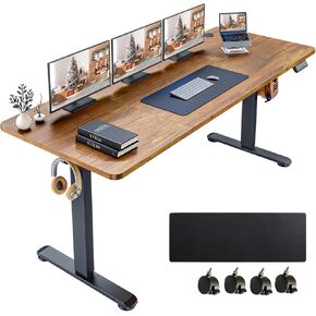 Electric Standing Desk 70 x 27 Inches Adjustable Height Sit Stand Up Desk for Home Office Computer Workstation Memory Preset with Wheels,Rustic Oak