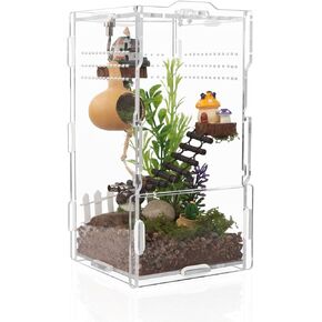 8x4x4in Vertical Acrylic Jumping Spider Enclosure – Arboreal Tarantula & Reptile Terrarium for Sling Lizards, Geckos, Snails