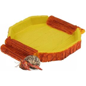 Hermit Crab Water Tank Hermit Crab Habitat Reptile Food Dish Accessories for Hermit Crab Turtle Lizard Water Tank Cage (Yellow, 6.1 x 5.71 x 0.79 inches)