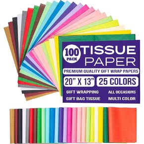 Purple Papers Multicolor Assorted Gift Tissue | 20x13 Inches Pack of 100 Tissue Paper for Gift Bags | Small and Medium Sizes for Holiday, Wrapping and Gift Tissue Paper Needs