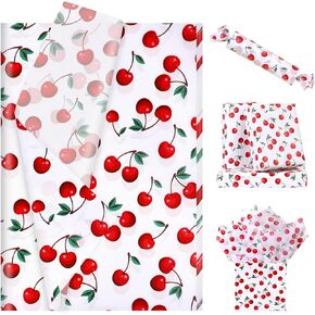 100 Sheets Cherry Printed Tissue Paper -Summer Fruit Pink Gift Wrapping Paper for Birthdays, Party Decoration, DIY Projects, Scrapbooking 13.8 x 19.7 Inches
